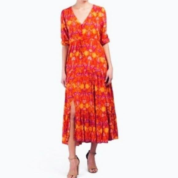 Abel The Label Floral Peasant Festival Cottagecore Empire Waist Boho Maxi Dress - Picture 1 of 13